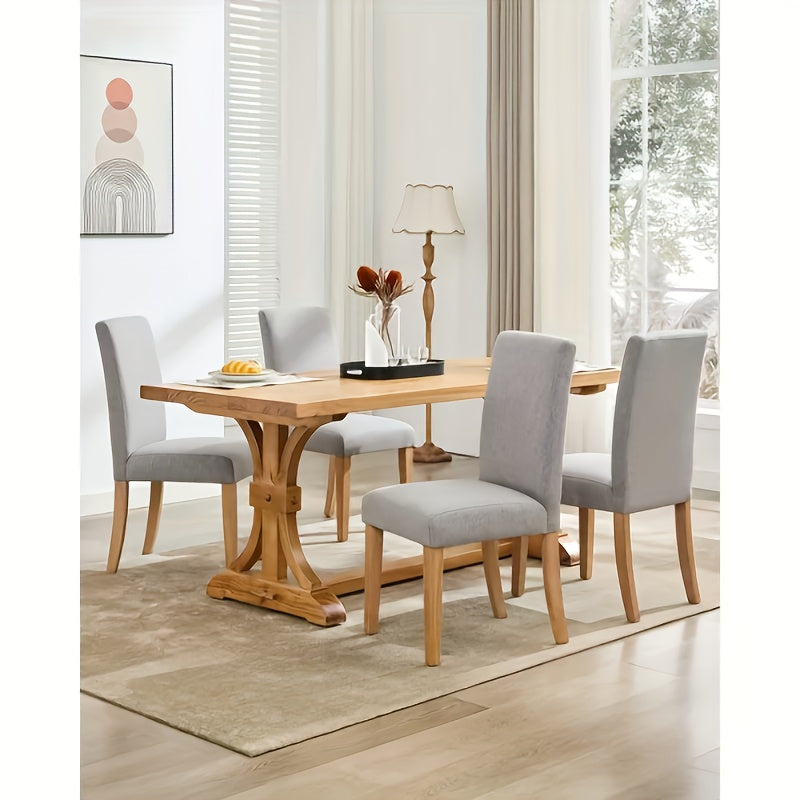 Eetkamerstoelen Set van 2 – Stoelen – Dining Chairs – Keukenstoelen – Thuiswerkstoelen – Grijze Gestoffeerde Stoelen – Ergonomische Gebogen Rugleuning – Massief Beukenhout Frame Met Memory Foam Zitting
