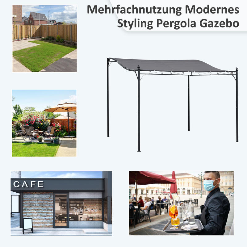 Pergola Garden Pavilion Pavilion Canopy Tent Metal Grey 297x297cm