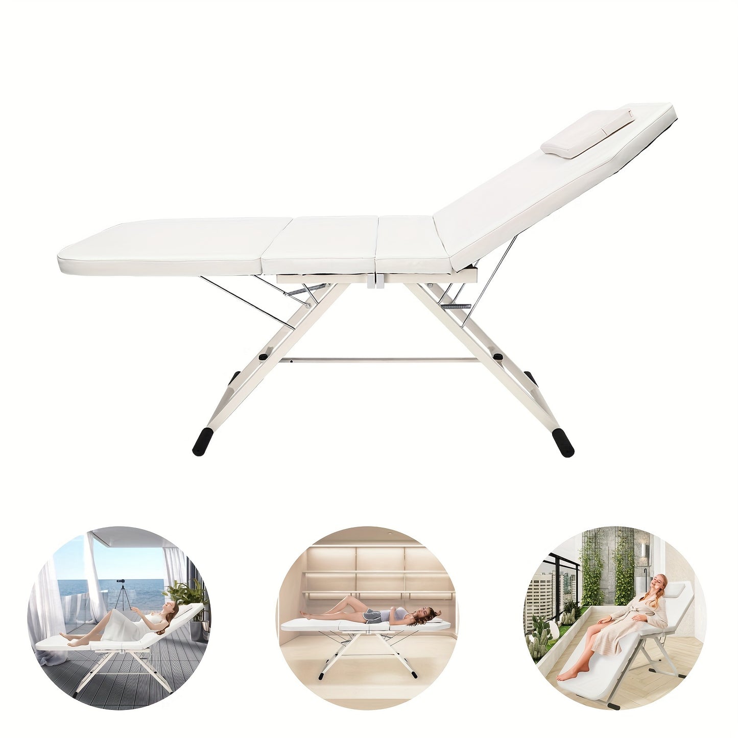 Massagetafel – Behandeltafel – Behandelbank – Massagebed – Beautyligbed – Inklapbaar – Verstelbare 3 Secties – Metaal Frame – Hoogwaardig Schuim