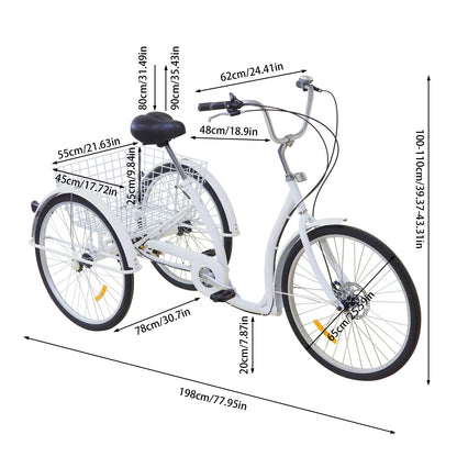 Stadsfiets – Fiets Voor Volwassenen – Comfortabele Stadsfiets – Functionele Fiets – Urban Bike – 6 Versnellingen – Schijfrem & Voormand – Wit