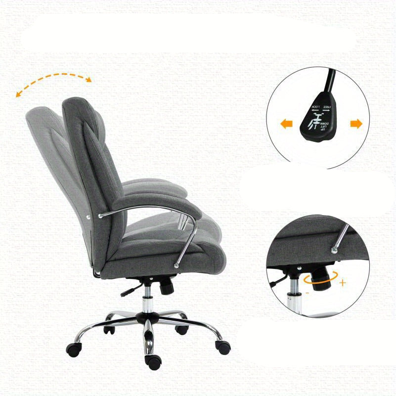 Ergonomische Bureaustoel – Kantoorstoel – Werkstoel – Computestoel – Verstelbare Stoel – Aluminium Frame – Handmatige Rugleuning