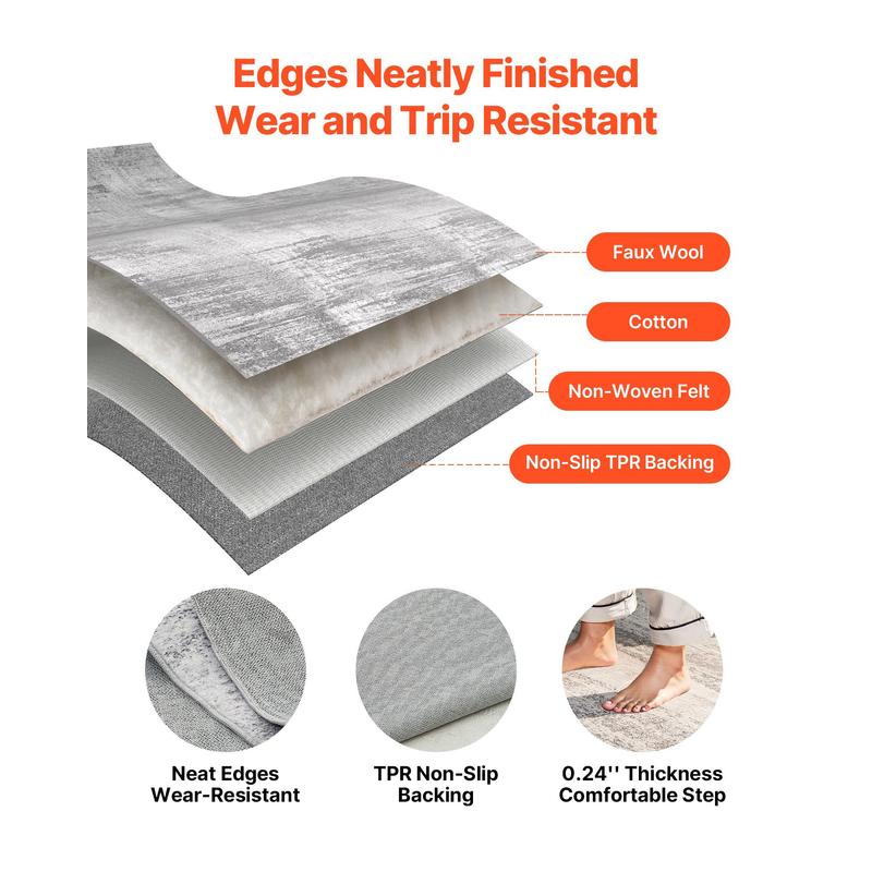 vloermat – vloerkleed – tapijt – vloerbedekking – mat – extra groot formaat – anti-slip – wasbaar – modern design – zacht grijs – zwaar en duurzaam