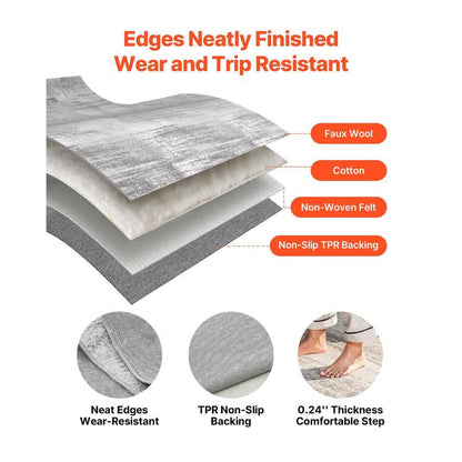 vloermat – vloerkleed – tapijt – vloerbedekking – mat – extra groot formaat – anti-slip – wasbaar – modern design – zacht grijs – zwaar en duurzaam