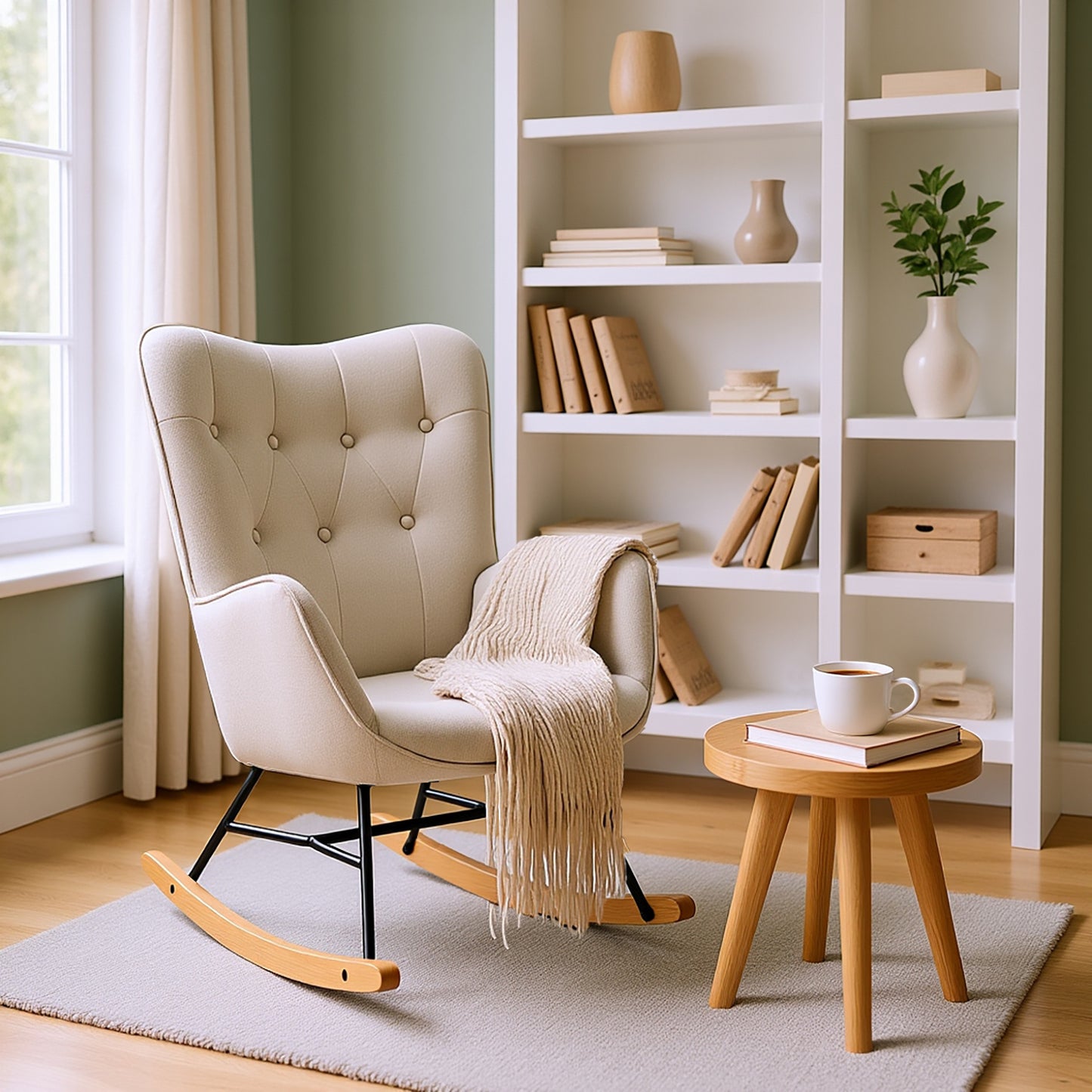 Chaise Lounge Beige – Loungestoel – Ligstoel – Relaxfauteuil – Zithoek – Modern Design – Stevig Metalen Frame – Compacte Afmetingen 68x84x99,5 cm