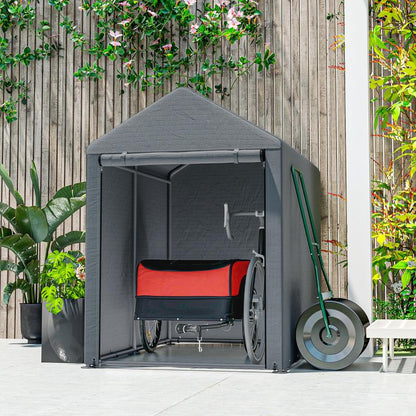 Large Heavy-Duty Galvanized Steel Garden Shed with Sloped Roof & Ventilation Vents - 1.2x1.8x1.6m Dark Grey Outdoor Storage Tent, Spacious Metal Frame Construction Shed for Backyard, Patio, Workshop - Durable & Weatherproof D
