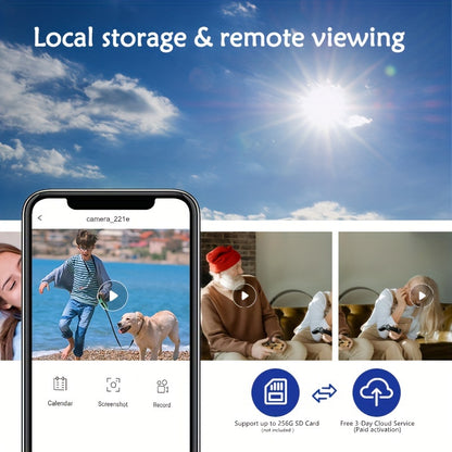 Draadloze Beveiligingscamera – Wifi-Vrije Camera – Buitencamera – Bewegingssensor – 360° Zicht – 8000 mAh Batterij – 1296p HD Nachtvisie