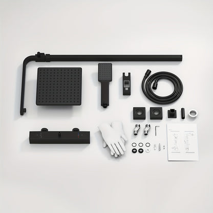 Thermostatische Douchekraan – Douchekraan Set – Douchemengkraan – Douchezetsysteem – Thermostaatkraan – RVS Wandmontage – Constante Temperatuur – Zonder Batterijen