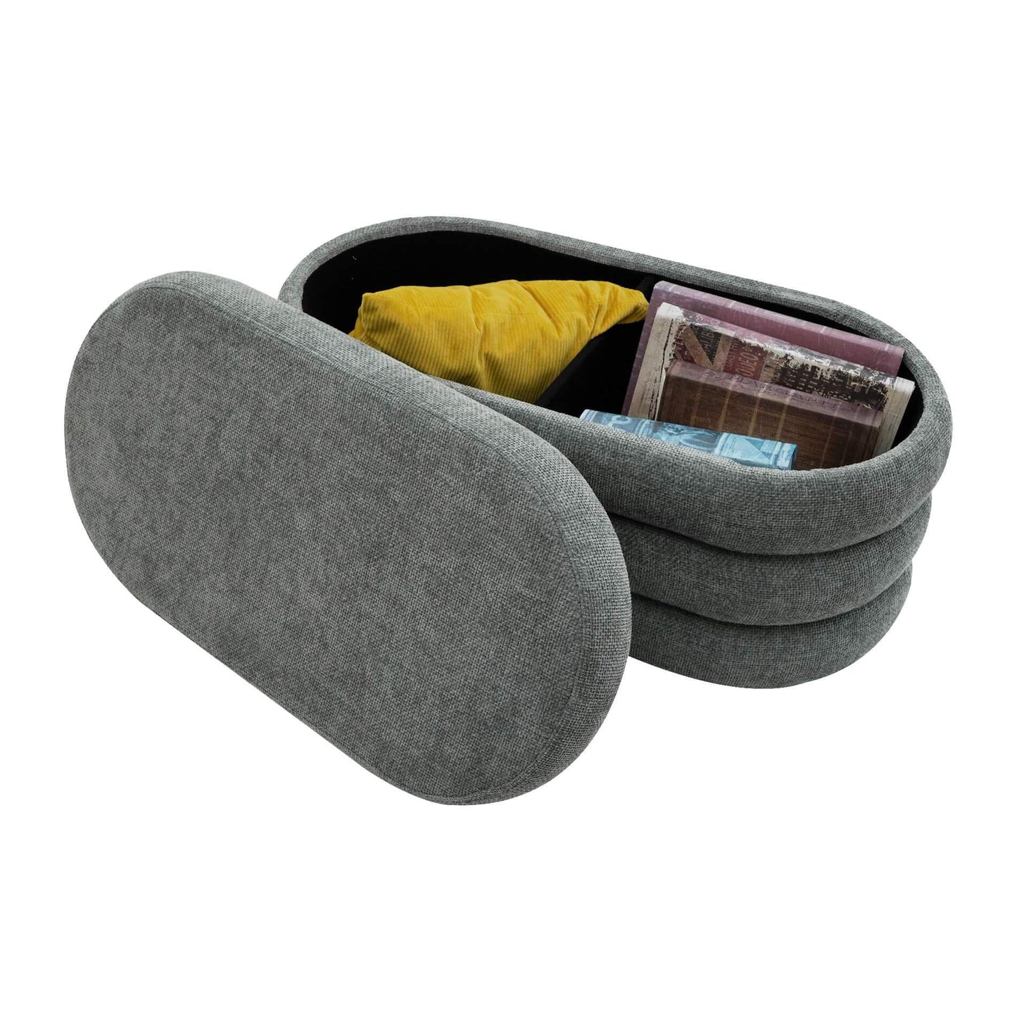 Poef – Opbergpoef – Zitpoef – Voetenbankje – Hocker – Polyester Stof – Met Opbergruimte – Afmeting 38x76x38 cm – Stevig MDF