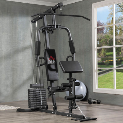Fitnessstation – Home Gym – Krachtstation – Bodybuildingapparaat – Multigym – 9x 5 kg Gewichtsschijven – Robuust Staal & Ergonomisch Comfort
