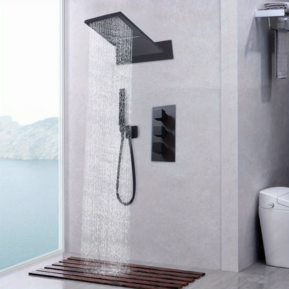 Black concealed showerhead shower set