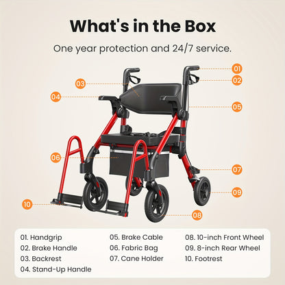 Rollator – Looprek – Wandelwagen – Mobiliteitshulpmiddel – Transportstoel – Opvouwbaar – Lichtgewicht – Met Zitje en Remmen – Zwart
