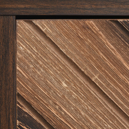 Three-Door Sideboard | Unique Design, Stylish Details, Ample Storage Space, Solid Wood Veneer Doors with Textured Surface, Veneered Interior, Includes Small Cabinet with Golden Accents