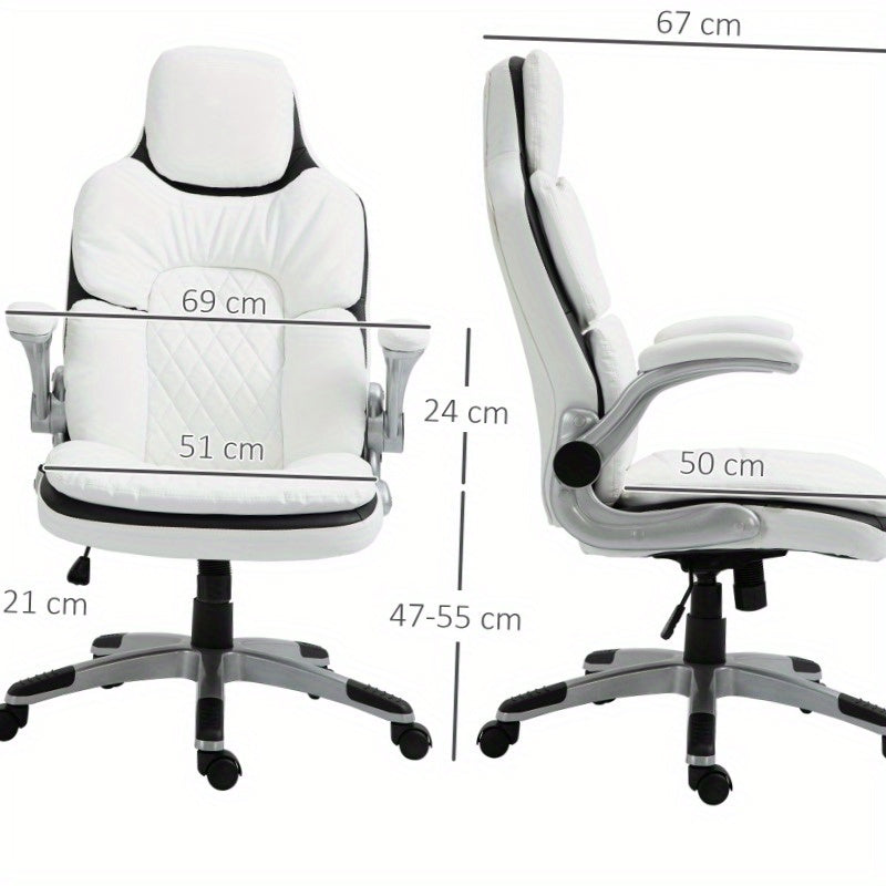 Ergonomische Bureaustoel – Bureaustoel – Werkstoel – Kantinestoel – Computerstoel – Witte Kleur – Verstelbare Hoogte – 360° Draaibaar Met Opvouwbare Armleuningen