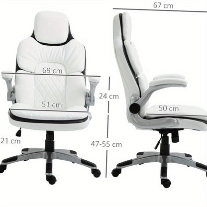Ergonomische Bureaustoel – Bureaustoel – Werkstoel – Kantinestoel – Computerstoel – Witte Kleur – Verstelbare Hoogte – 360° Draaibaar Met Opvouwbare Armleuningen