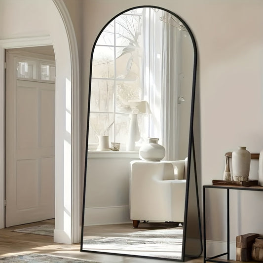 Staande Spiegel – Passpiegel – Spiegelkast – Kleedkamer Spiegel – Vloerspiegel – Roestvrij Staal Frame – Boogvormig Design – 180x81 cm – Vrijstaand – Vintage Style