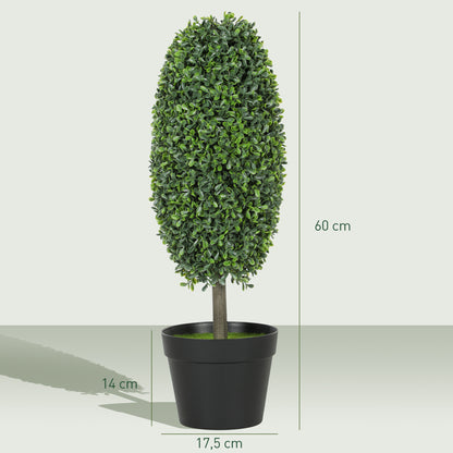 Kunstplanten – Nepsplanten – Kunstbomen – Decoratieplanten – Set van 2 – Onderhoudsvrij – UV-bestendig – 60 cm met Betonpot