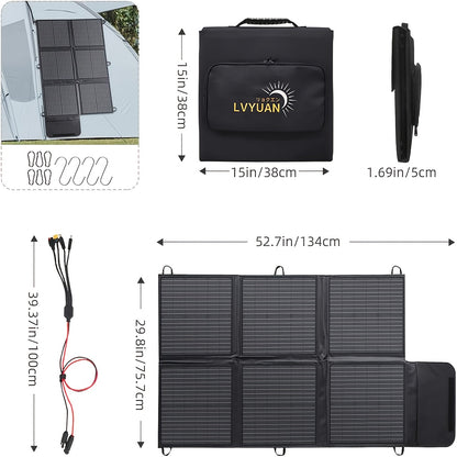 Draagbaar Zonnepaneel – Opvouwbaar Zonnepaneel – Solar Charger – Zonnecelpaneel – Camping Zonnepaneel – 120W Vermogen – 22,5% Hoge Efficiëntie – MC-4 en XT60 Connectoren