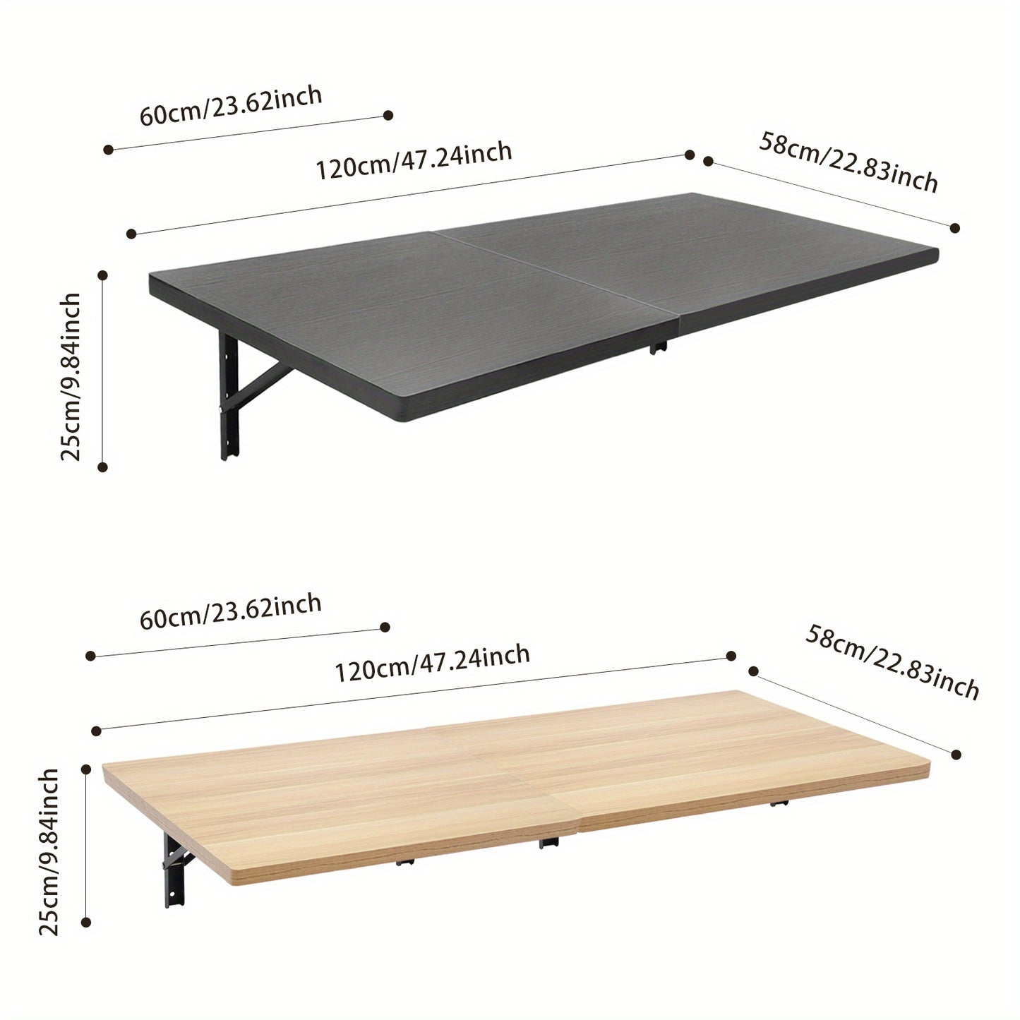 Opklapbare Werkbank – Werktafel – Klusbank – Wandtafel – Vouwtafel – Zwart Hout Metaal – Draagvermogen 226 kg – Ruimtebesparend Design