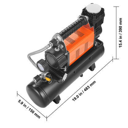 Luchtcompressor – Bandenpomp – Tire Inflator – Luchtpomp – Compressor – Oranje – 6 Liter Tank – 150 PSI Maximale Druk