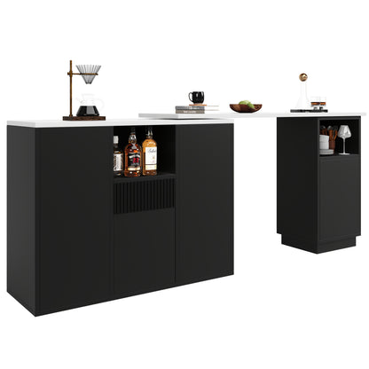 Bartafel – Statafel – Keukentafel – Barmeubel – Bistrotafel – Uitschuifbaar – Opbergruimte – Bamboe – Zwart – Mobiel