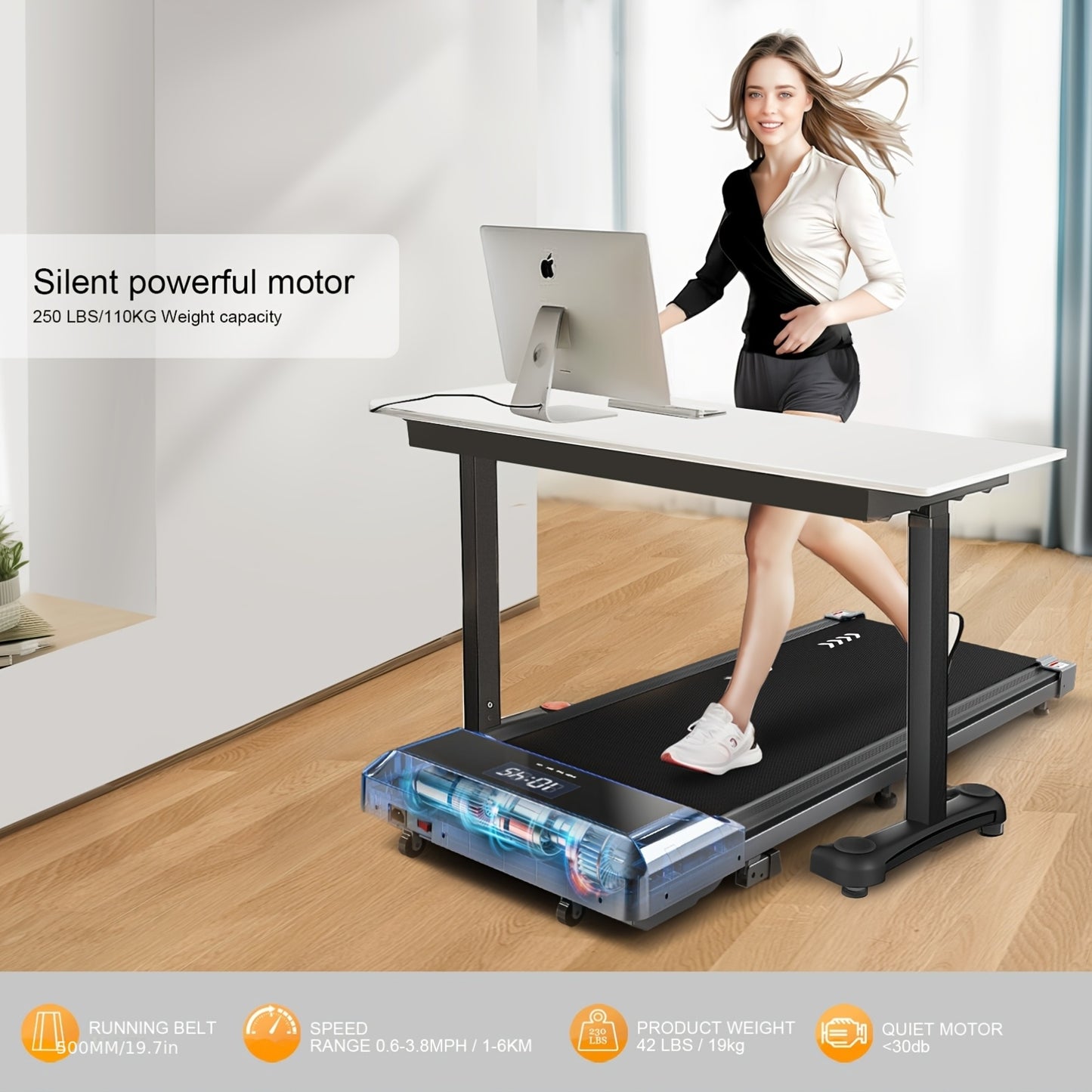 Loopband – Walking Pad – Treadmill – Wandelband – Walking Pad Elektrisch – 6,5% Hellingshoek – Draadloos Bedienbaar Met Afstandsbediening