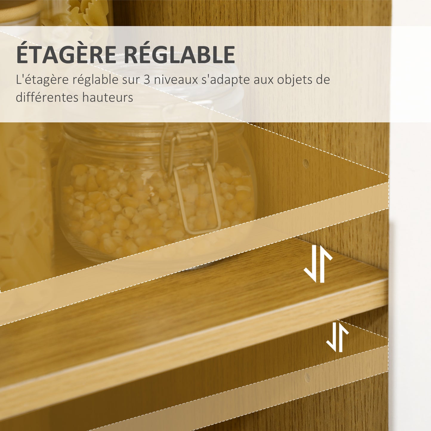 Keukenkastje – Keukenbuffet – Opbergkast – Kast met Lade – Keukenkast met Verstelbare Planken – 90x40x98,5 cm – Wit Met Houtlook – Duurzaam Melamine – Anti-Kantelbeveiliging