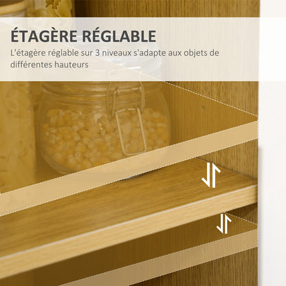 Keukenkastje – Keukenbuffet – Opbergkast – Kast met Lade – Keukenkast met Verstelbare Planken – 90x40x98,5 cm – Wit Met Houtlook – Duurzaam Melamine – Anti-Kantelbeveiliging