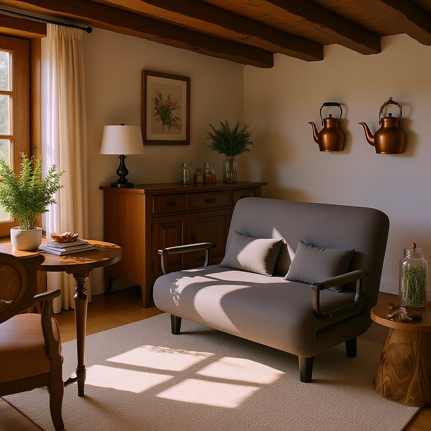 Loungestoel – Fauteuil – Relaxstoel – Bedstoel – Zitstoel – 5-Posities Verstelbare Rugleuning – Dikke Ademend Stof – Cloud Grey