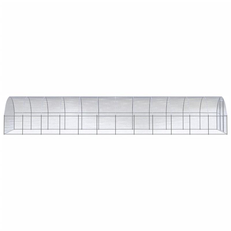 Kippenren – Pluimveren – Kipren – Hennenren – Dierenren – Zilverkleurig – Gegalvaniseerd Staal – 3x1,2x2 Meter – Geen Elektriciteit Nodig