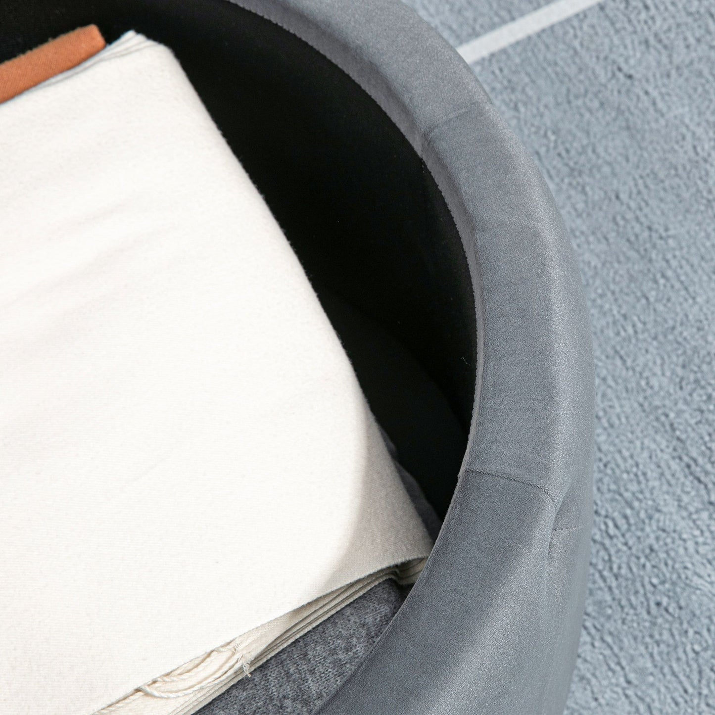Poef – Opbergpoef – Hocker – Zitbank – Voetenbankje – Ronde Opbergstoel – Velvet Bekleding – Ø60 x 40 cm – Met Opbergruimte