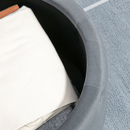 Poef – Opbergpoef – Hocker – Zitbank – Voetenbankje – Ronde Opbergstoel – Velvet Bekleding – Ø60 x 40 cm – Met Opbergruimte