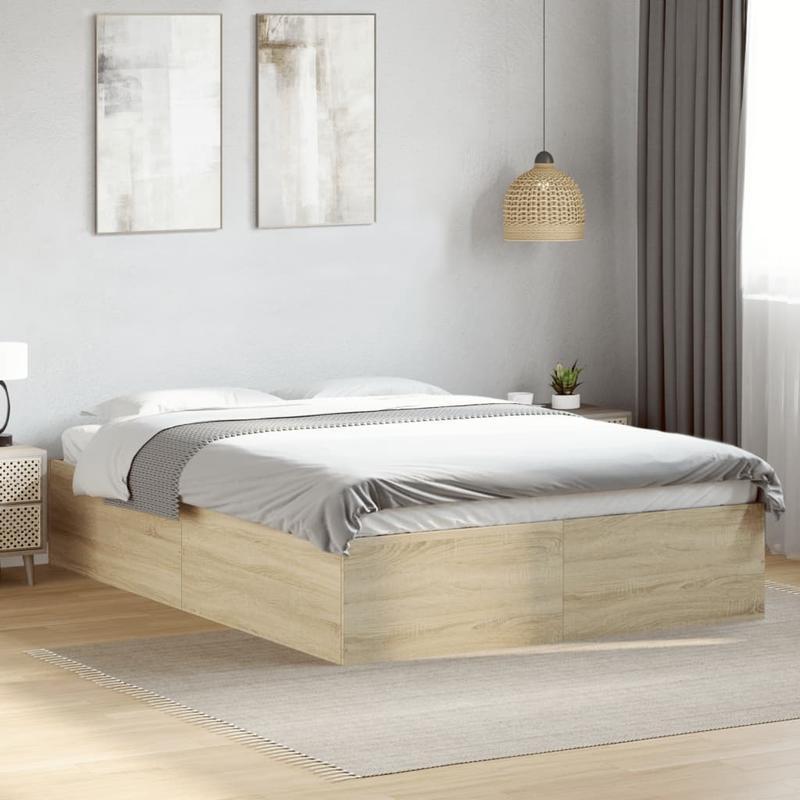Bedframe – Ledikant – Bedbodem – Slaapkader – Onderstel – Sonoma Eiken – 140x200 Cm – Hoogwaardig Kunsthout