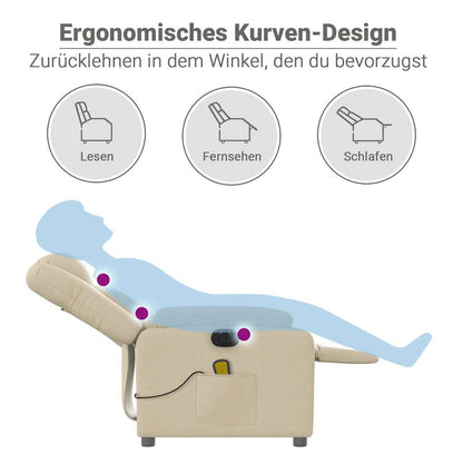Massagestoel – Relaxstoel – Fauteuil – Massagefauteuil – Verstelbare fauteuil Crème – Handmatig Verstelbaar – Comfortabele Stoffering