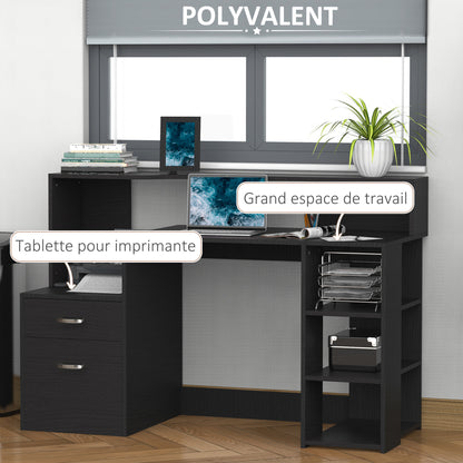 HOMCOM Computer Desk Multimedia Design Multi-Tiered 137 L X 55 W X 92 H Cm Black