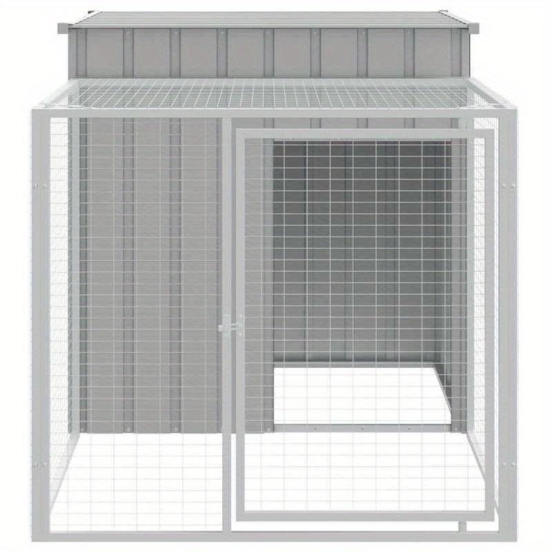 Kippenren – Kippenhok – Pluimvee Ren – Kippenkooi – Kippenverblijf – Lichtgrijs – Gegalvaniseerd Staal – 110x201x110 cm – Weerbestendig & Roestvrij