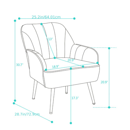 Fauteuil – Lounge Chair – Comfy Chair – Accentstoel – Relaxfauteuil – Blauw Stof – Metalen Poten – Eenvoudige Montage – Zonder Stroom – Comfortabele Zitplaats – Duurzaam Design