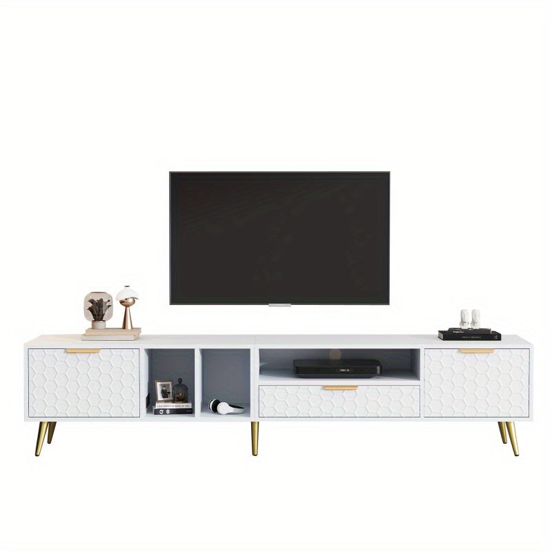 Tv Meubel – TV Kast – TV Dressoir – TV Stand – Meubelkast – Wit Honingraatpatroon – Kantelbeveiliging – 180x40x41 cm