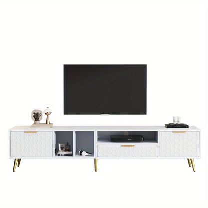 Tv Meubel – TV Kast – TV Dressoir – TV Stand – Meubelkast – Wit Honingraatpatroon – Kantelbeveiliging – 180x40x41 cm