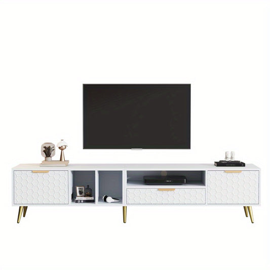 Tv Meubel – TV Kast – TV Dressoir – TV Stand – Meubelkast – Wit Honingraatpatroon – Kantelbeveiliging – 180x40x41 cm
