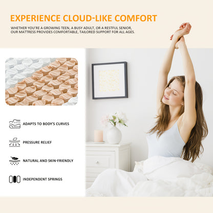 Pocketvering Matras – Pocketveer Matras – Binnenveringsmatras – Koudschuim Matras – 7-Zones Matras – 22 cm Dik – Stevige Ergonomische Ondersteuning