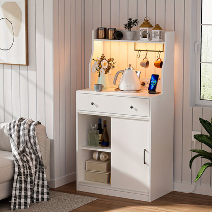 Keukenkast – Opbergkast – Buffetkast – Keukenmeubel – Keukenonderkast – Verstelbare Planken – Kras- en Slijtvast Kunststof – Modern Wit – 70x40x134 cm