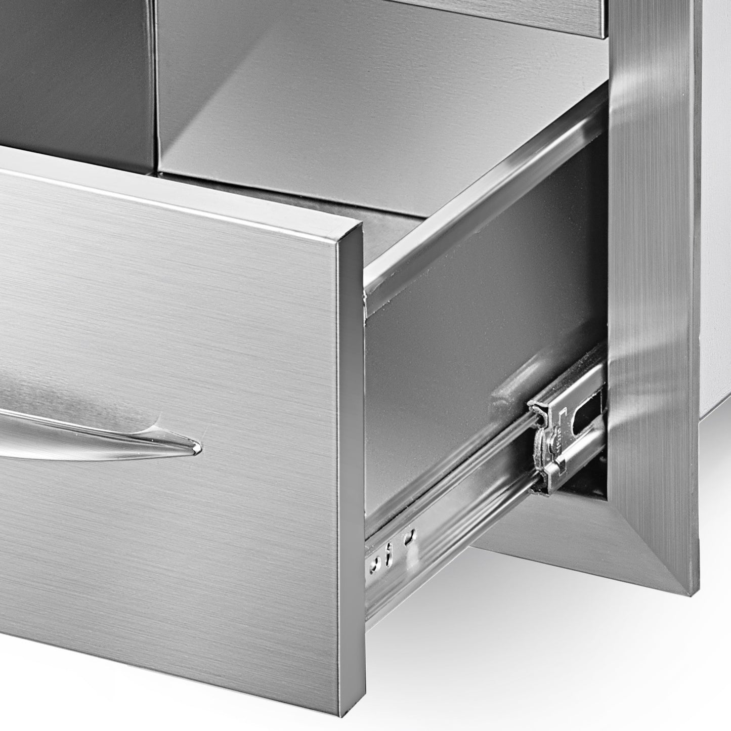 Buitenlade – BBQ Lade – Opberglade – Schuiflade – 3-laags RVS Keukenkastlade – Weerbestendig RVS – Ruime Afmetingen 41x54,5x46 cm