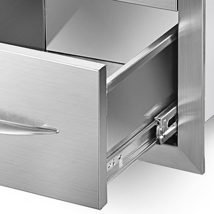 Buitenlade – BBQ Lade – Opberglade – Schuiflade – 3-laags RVS Keukenkastlade – Weerbestendig RVS – Ruime Afmetingen 41x54,5x46 cm