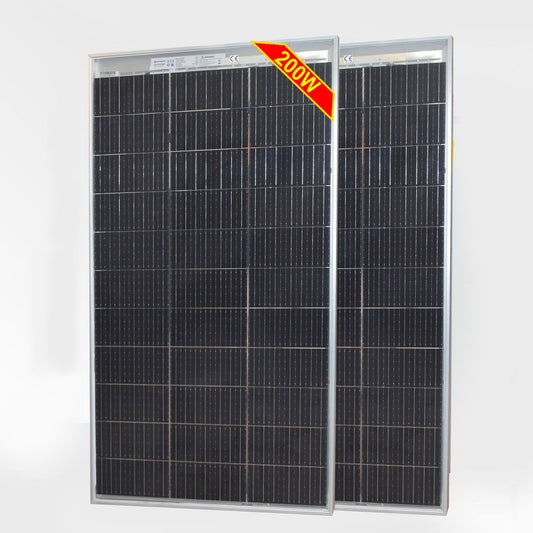 12V Zonnepanelen Set – Solar Panel – Zonnepaneel – PV Module – Photovoltaic Module – Bifaciale Monokristallijne 200W (2x 100W) – Robuust Aluminium Frame – Hoge Energieopbrengst