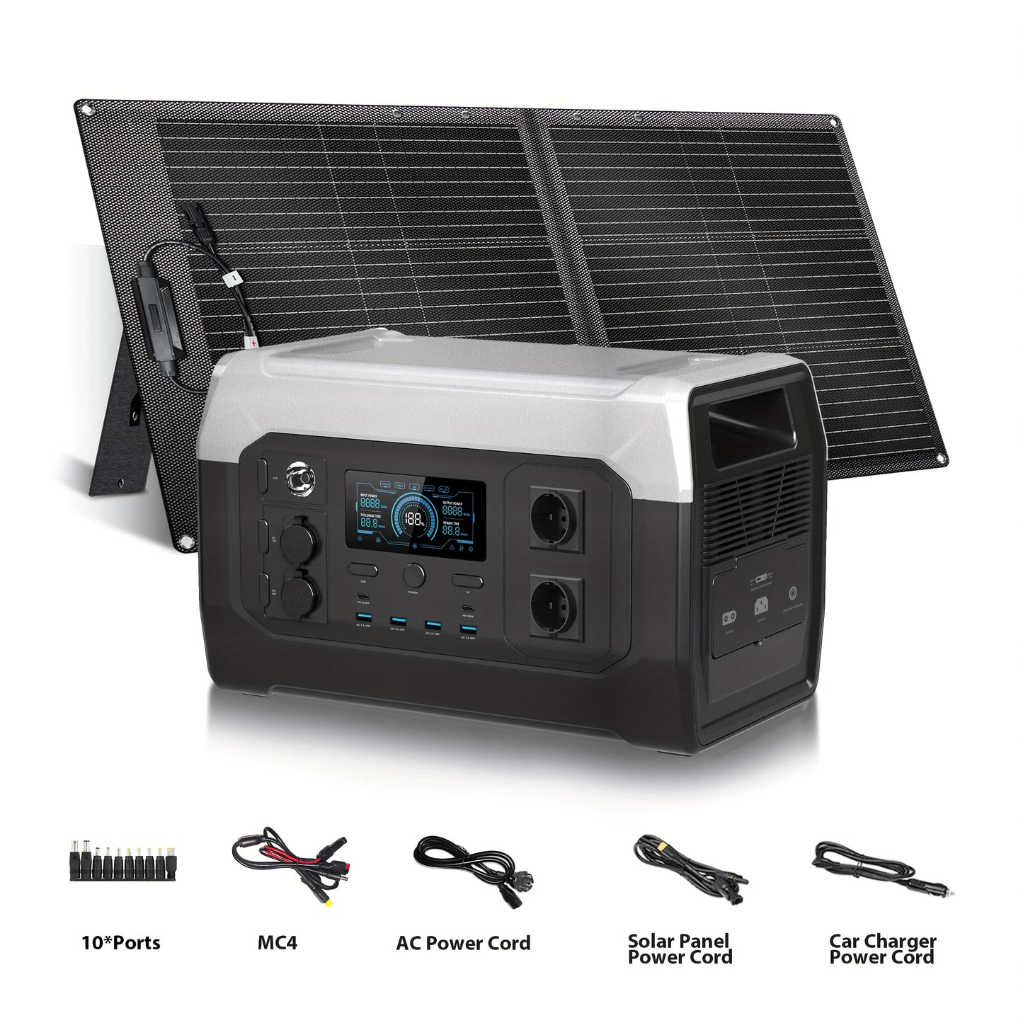 Draagbare Powerstation – Solar Generator – Camping Powerbank – Noodstroomvoorziening – Outdoor Accu – 1800W Continu Vermogen – 1024Wh LiFePO4 Batterij Met Snel Opladen & UPS Functie