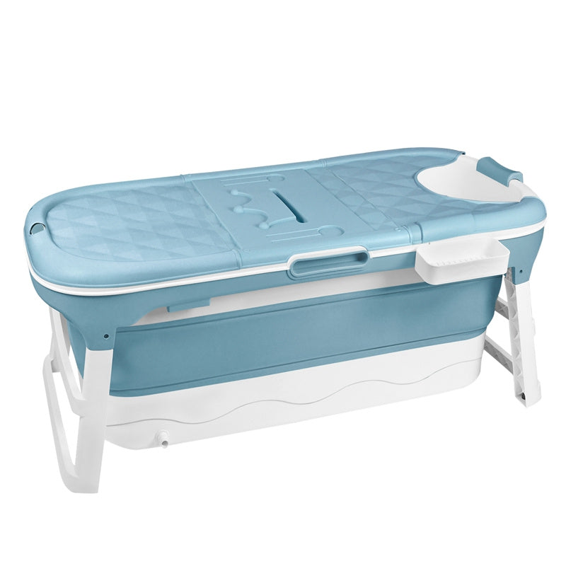 Inklapbare Badkuip Volwassenen – Opvouwbaar Bad – Mobiele Badkuip – Extra Groot Bad – Draagbare Badkuip – 128 x 62 x 52 cm – Duurzaam PP & Siliconen – Warmtebehoud Met Afdekking