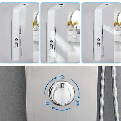 Doucheset – Douchepaneel – Douchekolom – Regendouche – Handdouche – 4-functies – Wit Metaal – 140 cm Hoog
