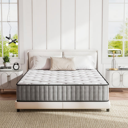 Mattress 140x200cm Hybrid Mattress - Memory Foam Combined With Pocketed Springs, Medium Firm Support, Breathable Sleep Surface, Shock-absorbing Design, Boxed Mattress
