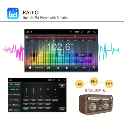 1+32G voor Android Double Din GPS Auto MP5 Speler Autoradio Touchscreen met GPS FM AM Radio Ontvanger voor VW, Voertuig Entertainment Systeem, Rijhulp De