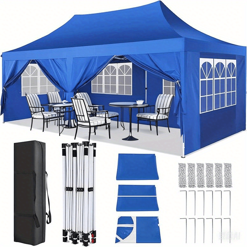 Pop-Up Tent – Partytent – Campingtent – Evenemententent – Vouwtent – 3x6 Meter – 6 Afneembare Zijwanden – Stevige Hexagonale Poten